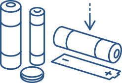 Graphic of batteries being installed.
