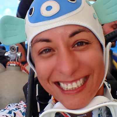 Andrea Rivera-Sosa wearing fish hat