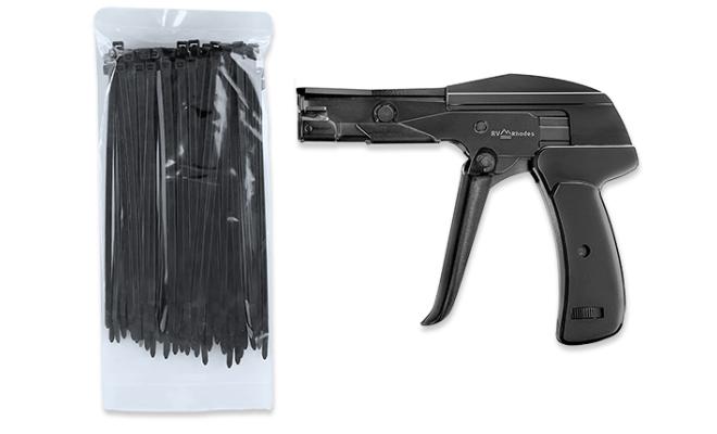 zip tie gun and pack of cable zip ties