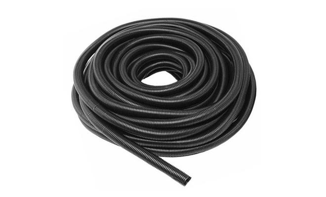 Roll of black rigid split conduit accessory for cable management