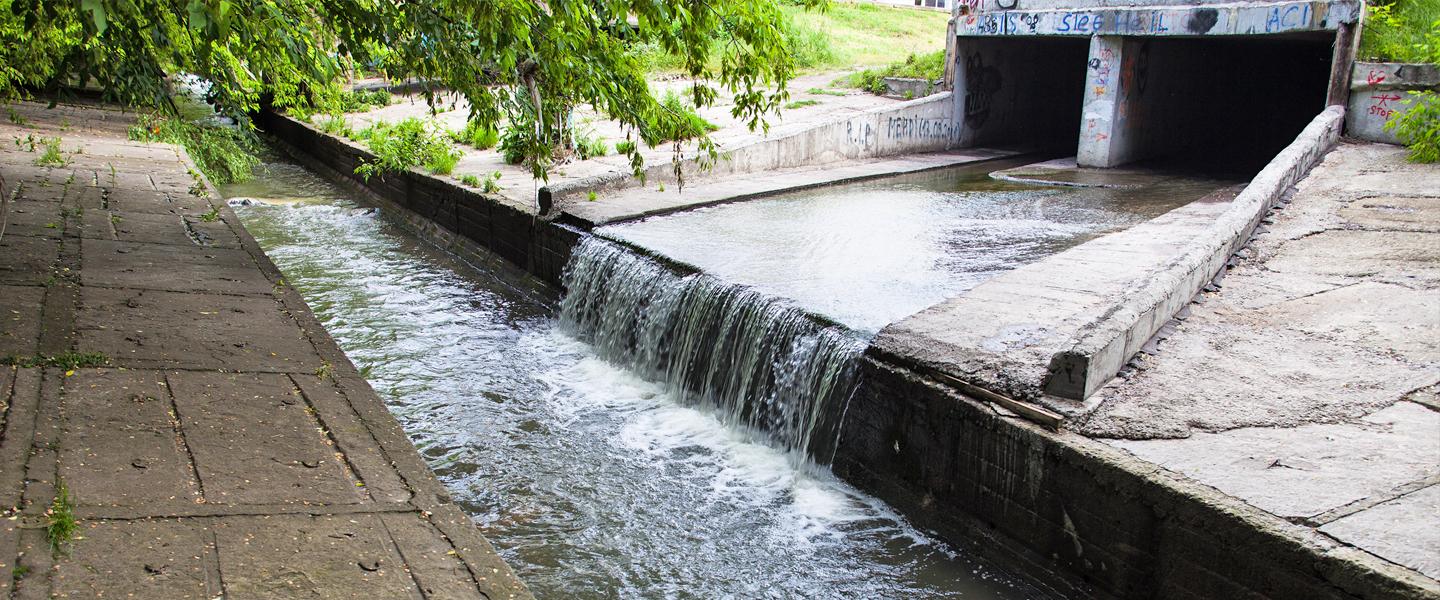 Stormwater runoff in city