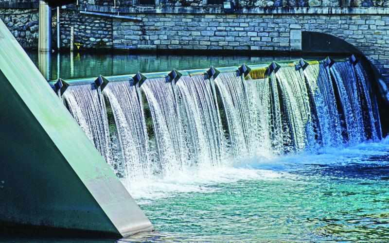 Small dam with running water