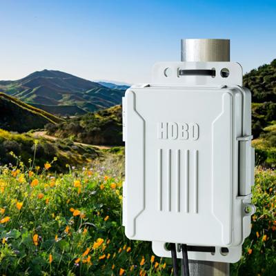HOBO RX3000 in a field surrounded by hills and mountains during the day