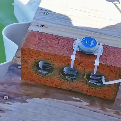 HOBO data logger attached to brick ready to submerge for water monitoring research